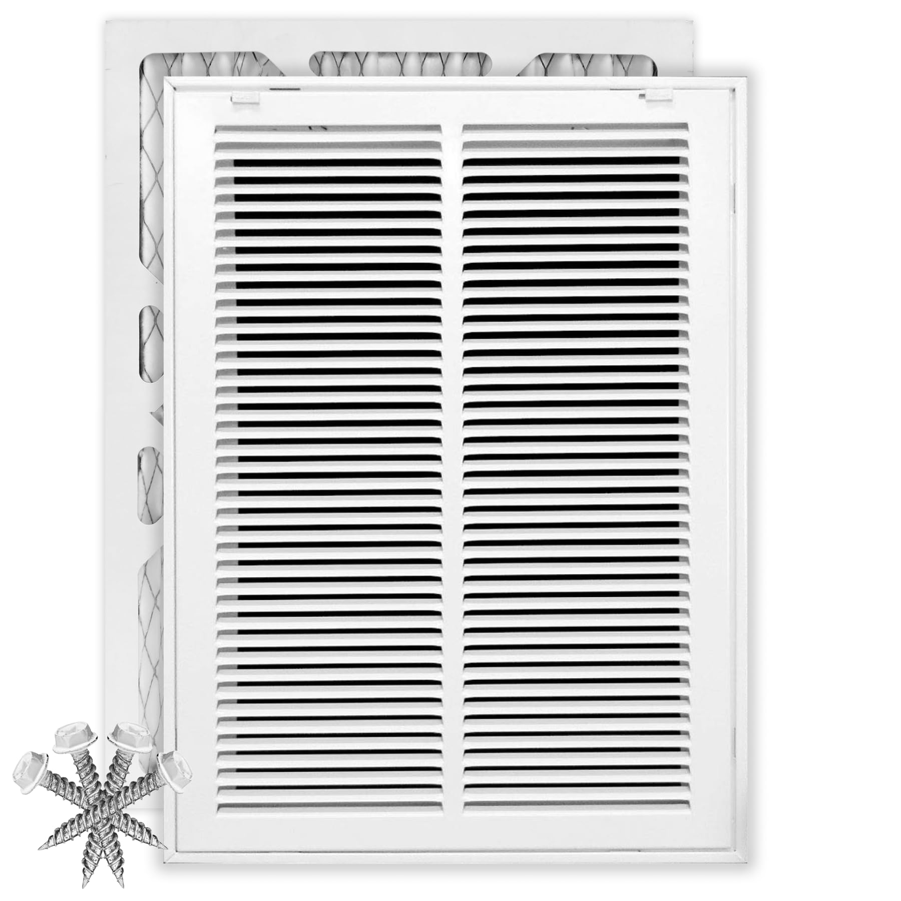 Photo 1 of 14" X 20" Return Air Filter Grille * - Filter Included * - Easy Plastic Tabs for Removable Face/Door - HVAC Vent Duct Cover - White [Outer Dimensions: 16.5" W X 22.5"H]