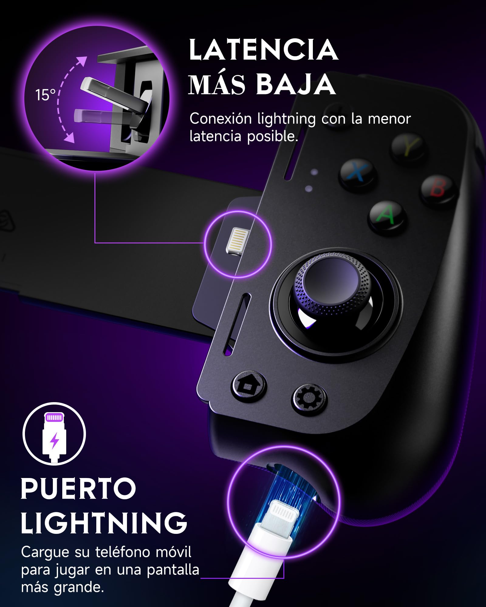 EasySMX M10 Mobile Controller di Gioco per iOS iPhone - Esclude 15 Series - Controller per Smartphone - Controller di Gioco Mobile con Joystick/Trigger Hall - Plug And Play