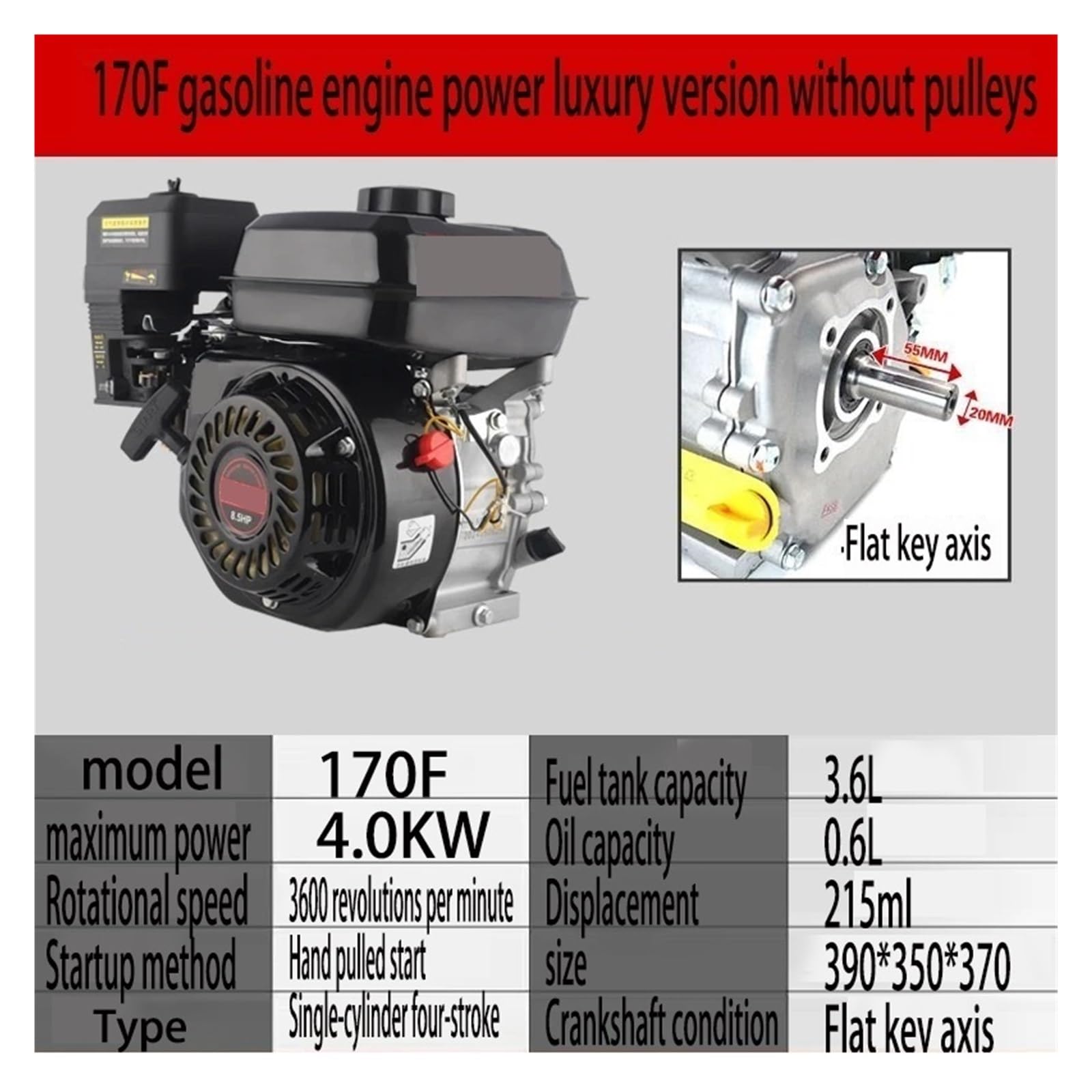 Motor De 4 Tiempos, Gasolina, Micromotor Pulverización, Kart, Hidrolavadora, Accesorio Pequeña Potencia Rendimiento Potente