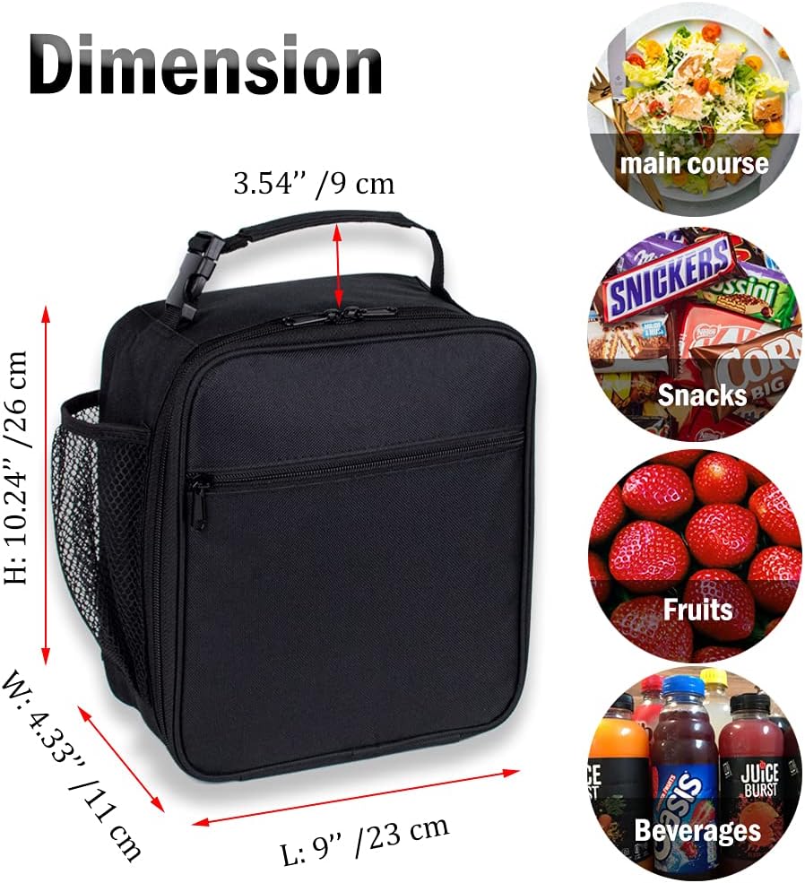 Black Lunch Box Teens Boys Kids