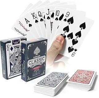 Generisch 2 Poker Kartendeck Plastik Wasserfest, wasserdichte Spielkarten Poker Rot & Blau, Professionelle Poker Karten Kunststoff Für Bridge, Blackjack, Skat, Romme, Canasta Kartenspiel