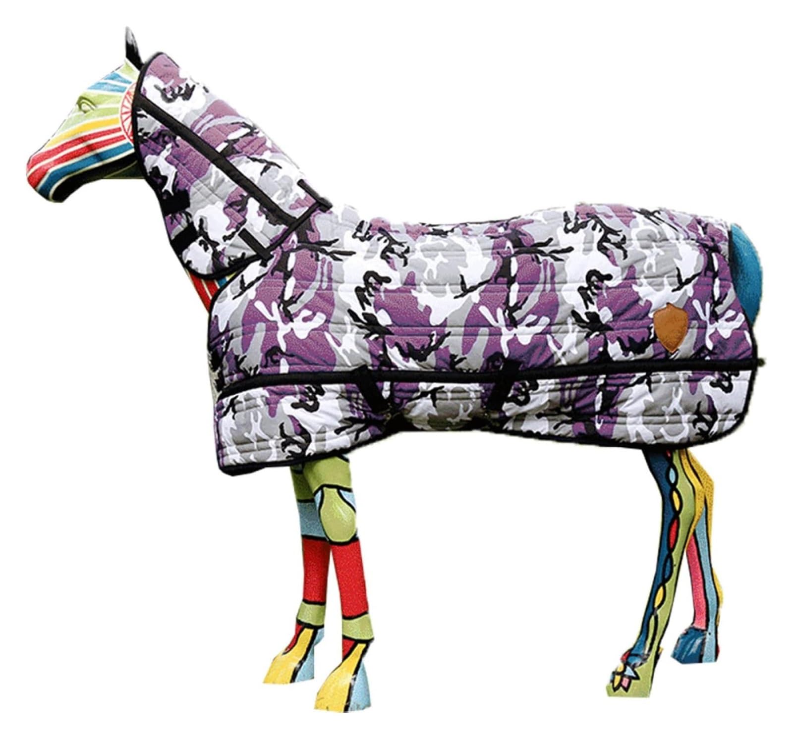 Manta de invierno ligera y transpirable Manta con cuello combinado impermeable camuflaje invierno caballo manta con cuello desmontable térmico cómodo mini caballo manta duradera(XXXS)