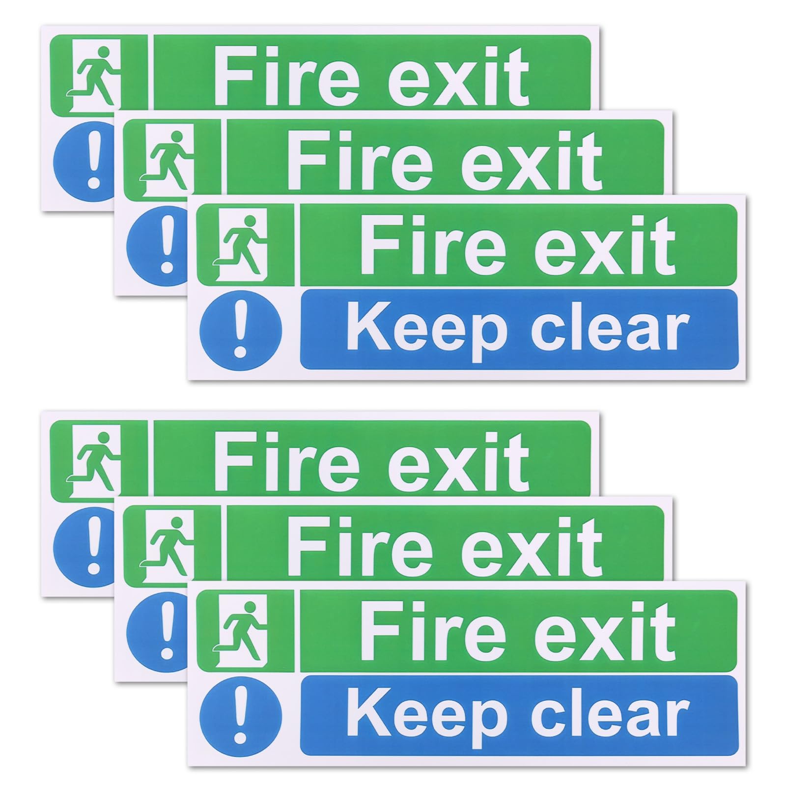 20pcs Fire Exit Keep Clear Sign Stickers, 30x10cm/12x4in Self-Adhesive Fire Exit Signs High Visibility Emergency Labels for Indoor & Outdoor Use