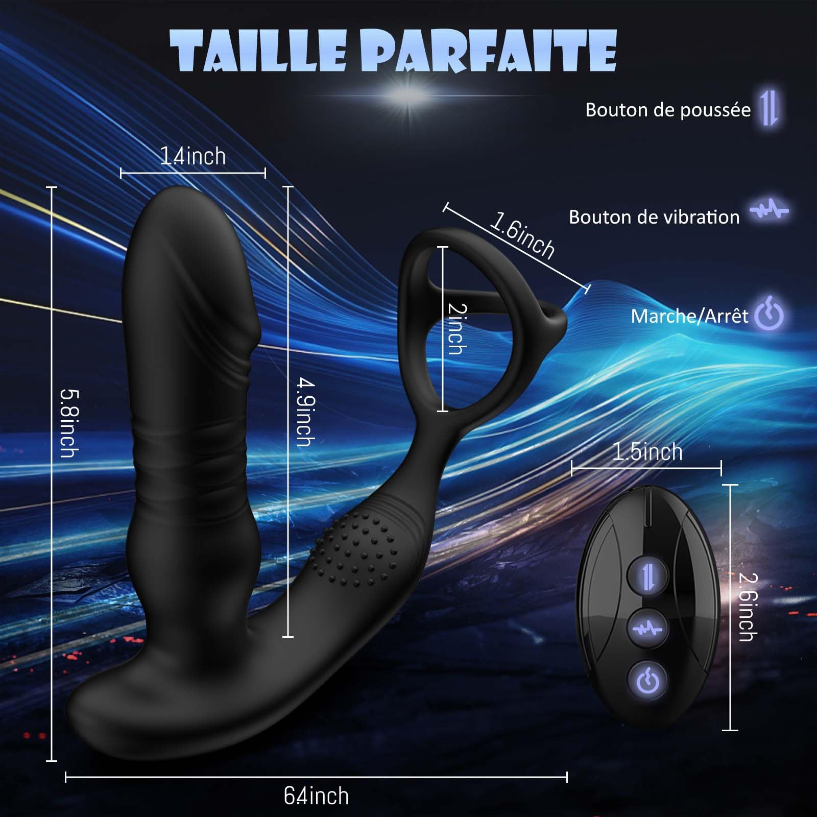 Vibratoreper Uomo Plug Analesex con Anello per Pene, Vibratore Anale Sex Toys Anello Vibrante per il Pene Dildo Realistico 10 Modalità di Vibrazione, 3 IN 1 Plug Anale da Uomo Prostata Sextoysdonna