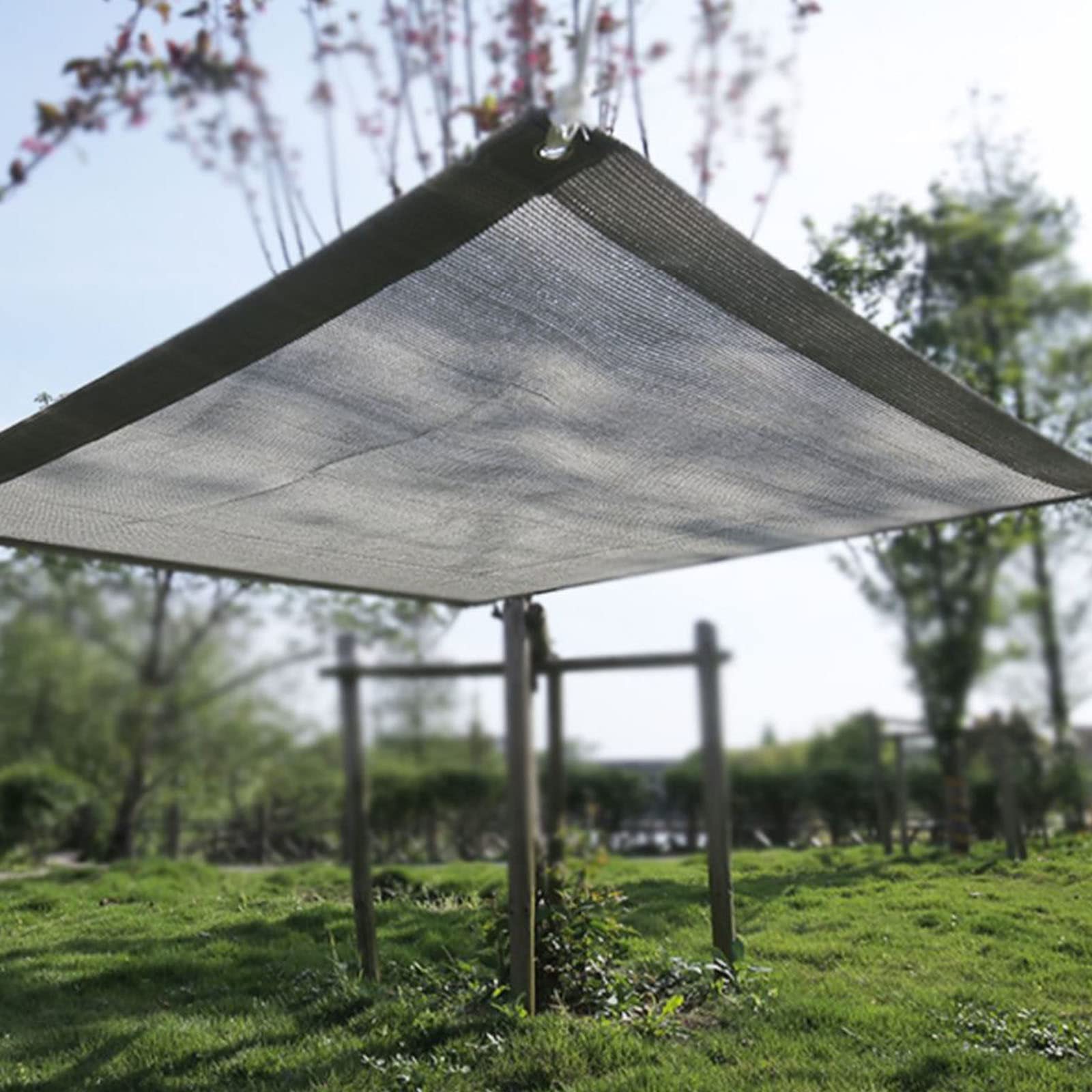 Rete ombreggiante grigia 8x11 m, tessuto con protezione solare UV al 90% per giardino, pergola, serra, telo a rete traspirante.