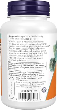 NOW Foods Supplements, Calcium & Magnesium 2:1 Ratio, High Potency, Supports Bone Health*, 100 Tablets