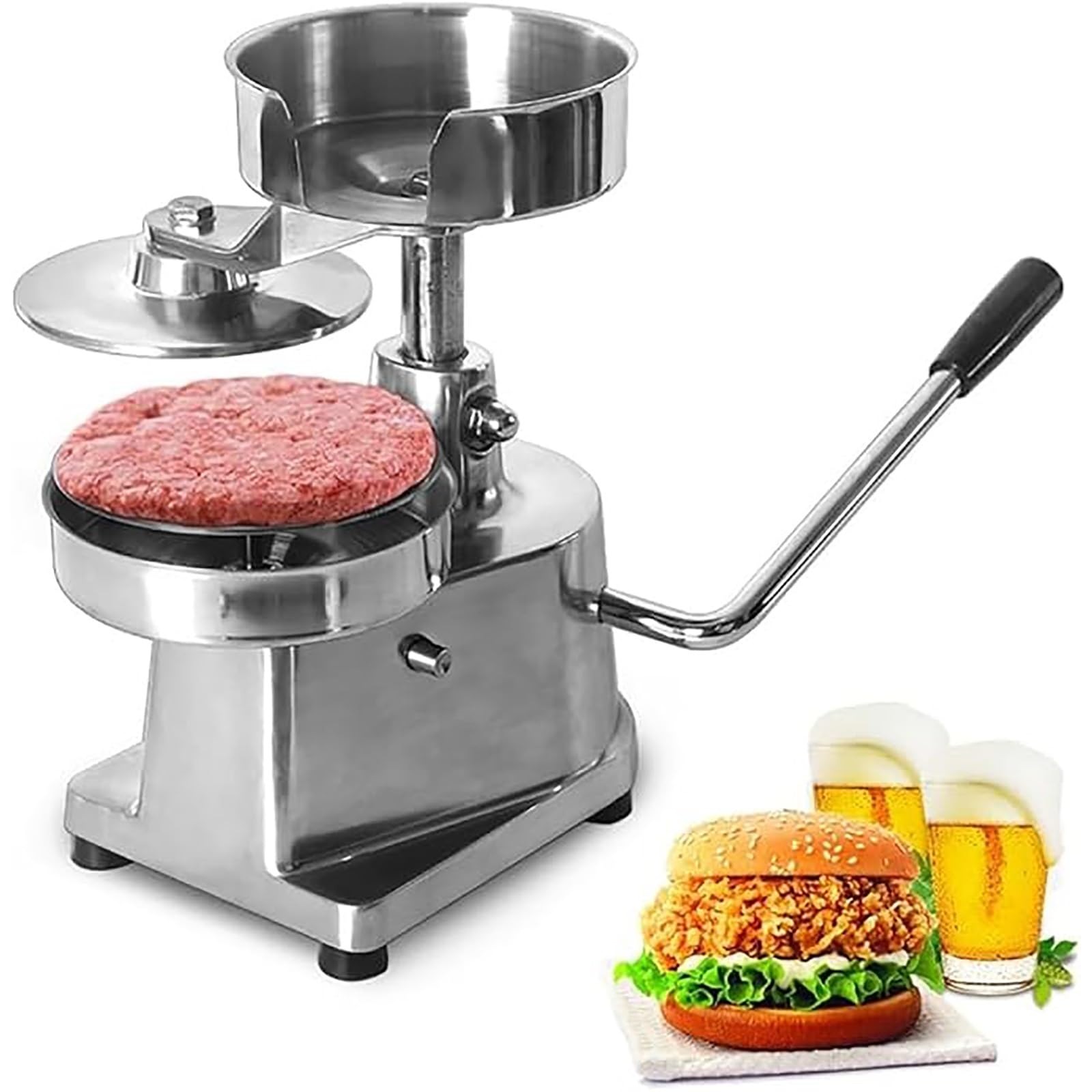 Commercial Burger Patty Maker, Manual Cookie Presses, Hamburger Press with 500 Pcs Patty Papers, Burger Forming Machine for Restaurant Kitchens, Food Processing Places(10cm)