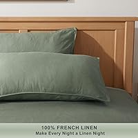 Vista 2 de TOSMO Juego de 2 fundas de almohada 100% lino tamaño Queen, fundas de almohada lavadas a la piedra, cierre de sobre, fundas de almohada suaves
