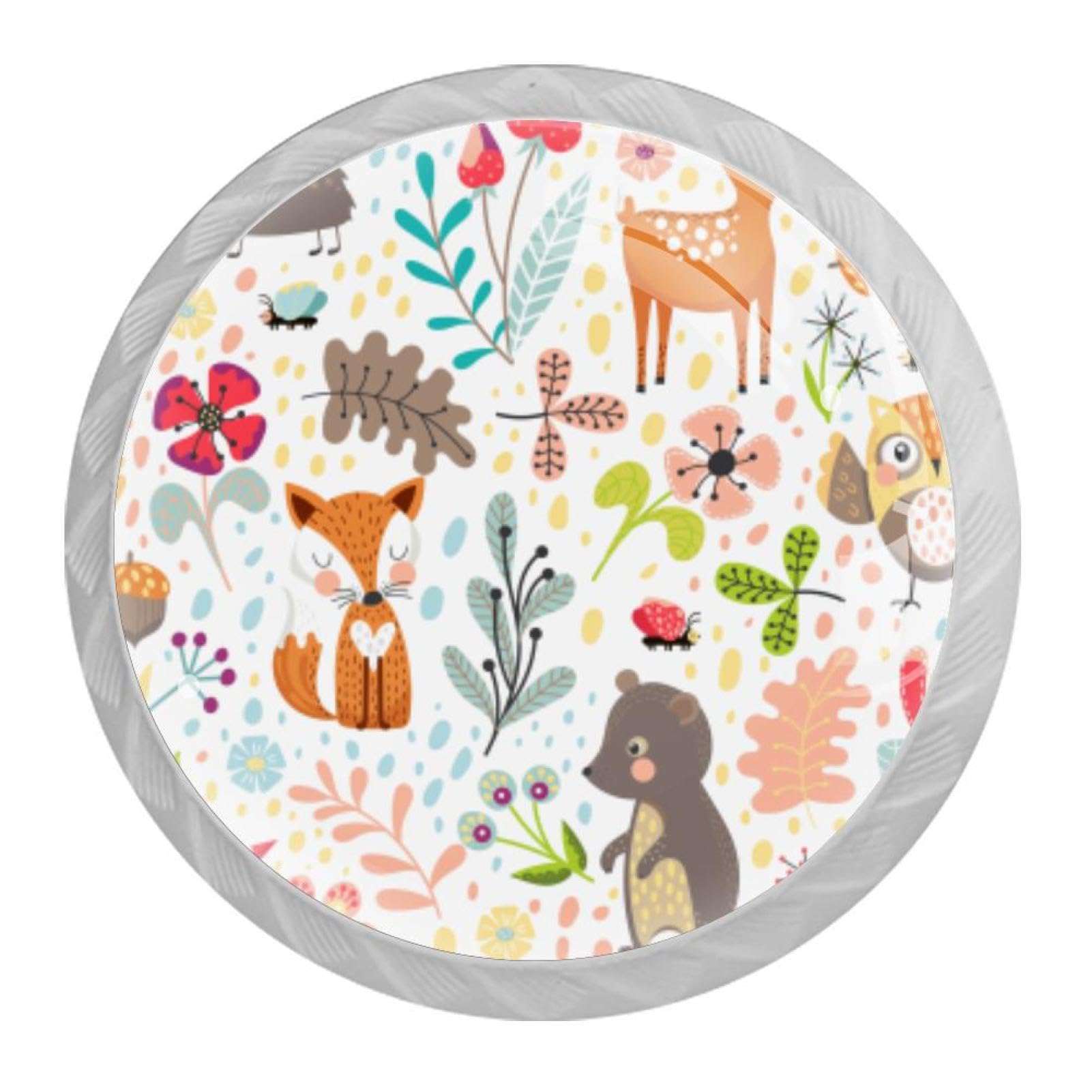 Tqmspg Multi01 4 Pieces Drawer Pulls Cute Fox Bear And Owl Door Knobs Dresser Handles For Kitchen Wardrobe Cupboard Hardware Furniture