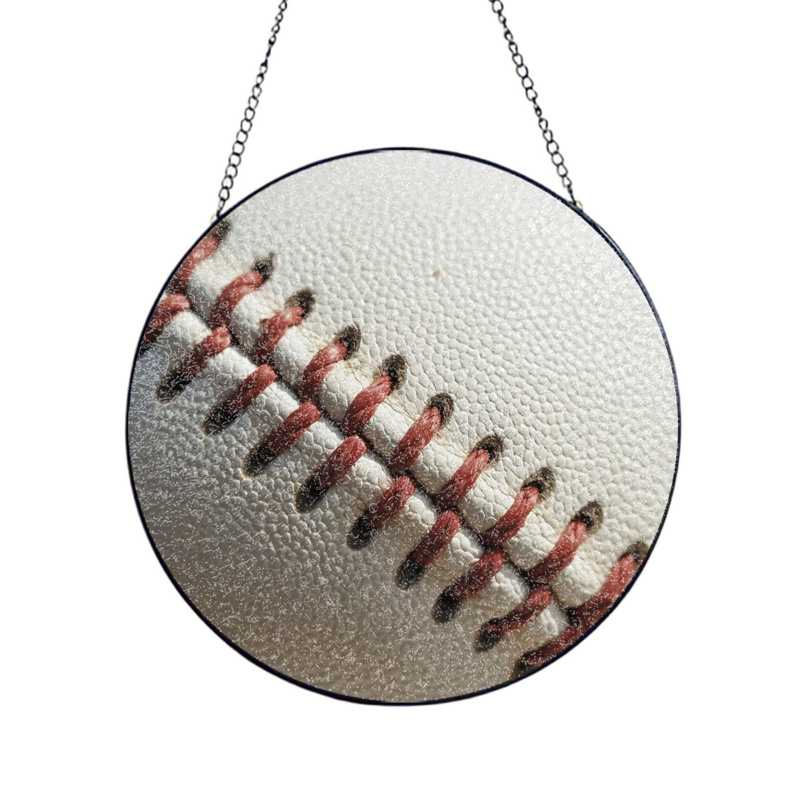 Stained Glass Window Hanging Baseball Lace Close Up Sun Catchers Indoor Outdoor Decor Window Suncatcher Door Garden Sunroom Sun Catcher Home Decor Birthday Christmas for Mom Men