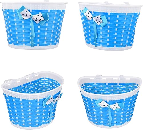 Miniatura 7 de Cesta de bicicleta para niños, cesta de mimbre para manillar de bicicleta para niños y niñas, cesta de triciclo pequeña delantera para niños