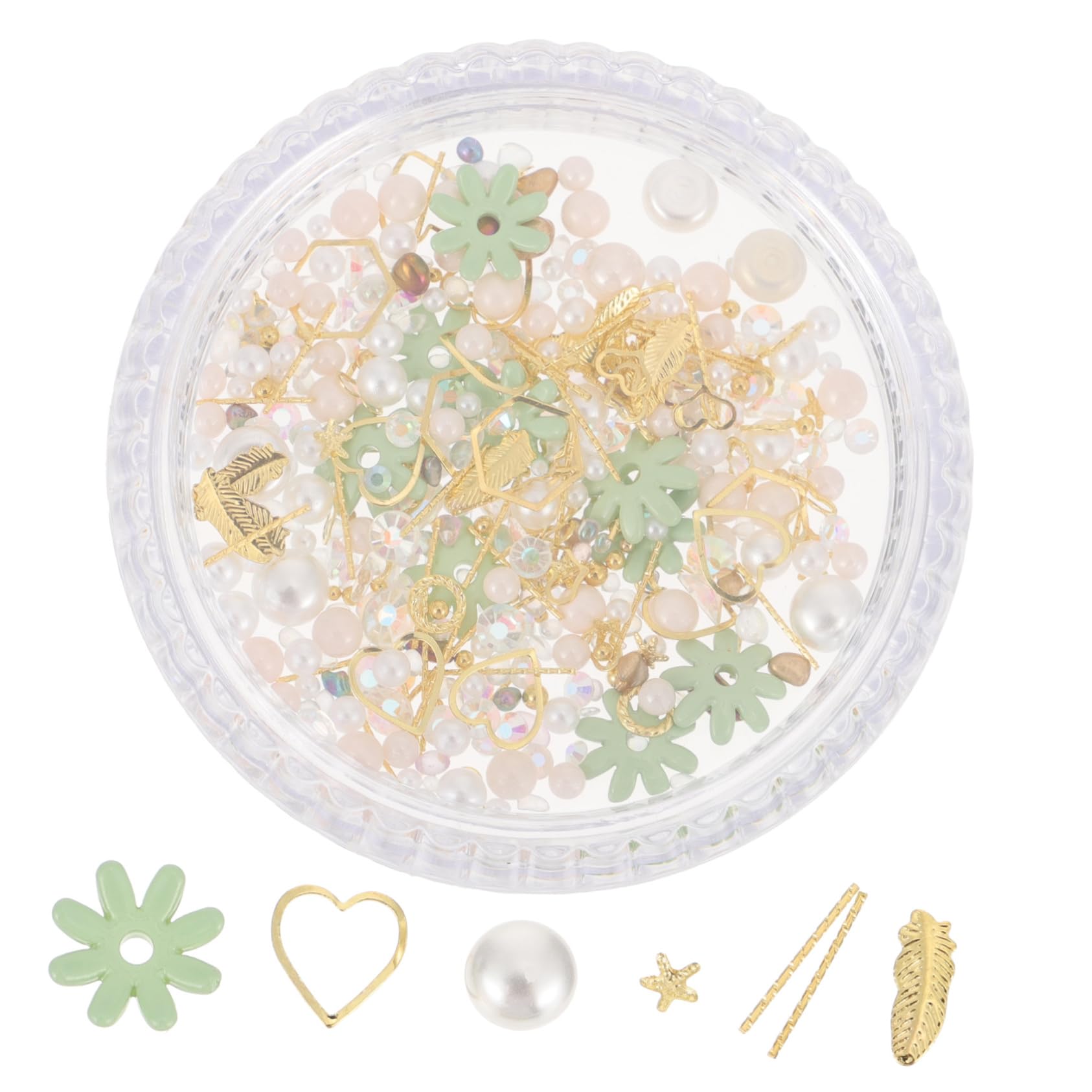 Didiseaon Nail Art Studs Round Pearl Nail Ornaments DIY Manicure Pearl Flower Decorations for Home Professionals