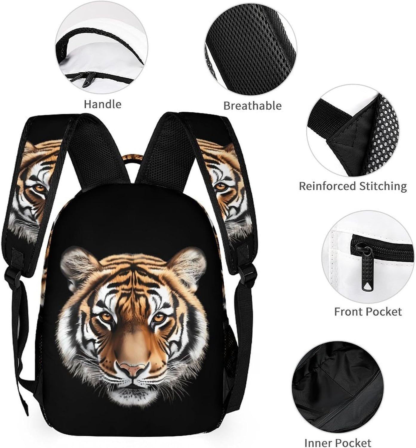 Tiger Novelty Backpack Set with Lunch Bag Pencil Cases image 3