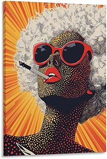 Retro Pop Art Woman with Red Glasses Canvas Art for Vibrant Wall Frame-s...