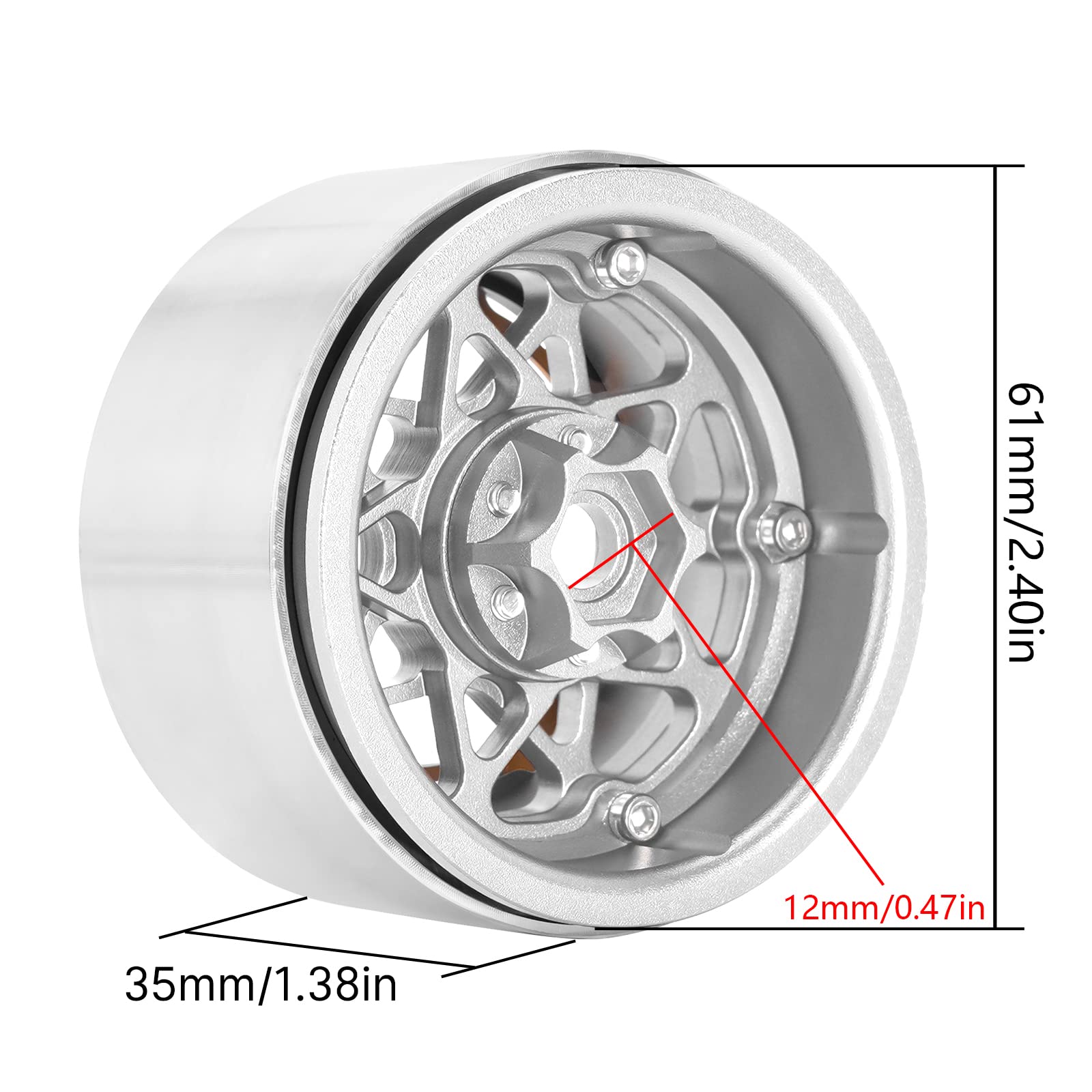 Jantes INJORA 2.2 Beadlock – Déport Négatif 10mm – Alu CNC – Pour 1/10 RC Crawler (SCX10, TRX4, Wraith, RR10) – Lot 4 – Gris/noir