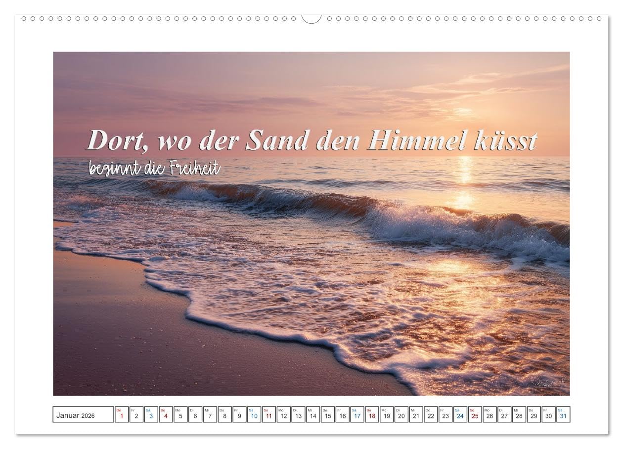 Frei wie das Meer (hochwertiger Premium Wandkalender 2026 DIN A2 quer), Kunstdruck in Hochglanz: Der Kalende fängt das ein, was wir am Meer so lieben die ans Herz gehen. (CALVENDO Gesundheit)