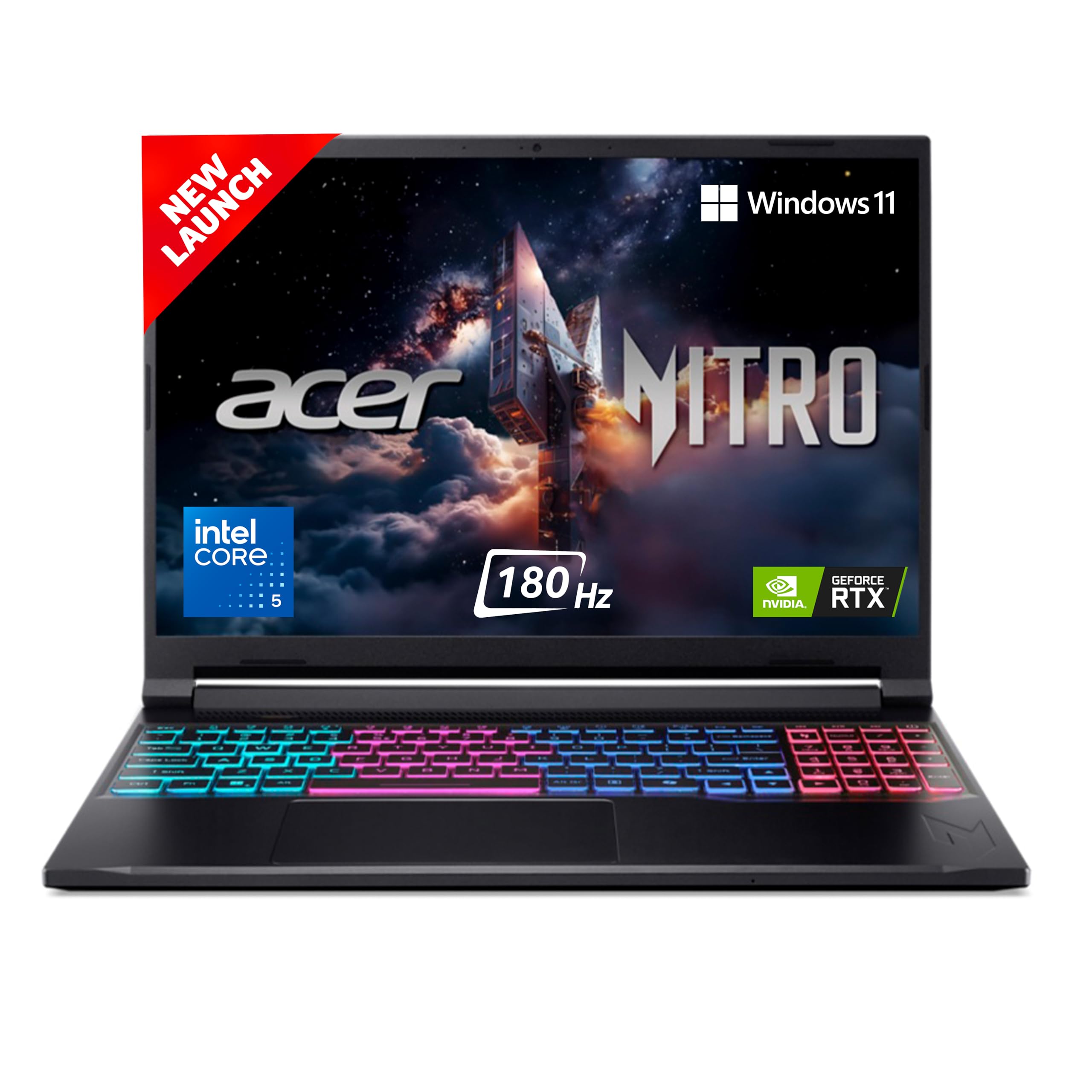 Acer Nitro V 16S, Intel Core 5-210H Processor, NVIDIA GeForce RTX 5050-8GB GDDR7, 16GB DDR5, 512GB, FHD IPS, 16"/40.6cm, 180Hz, Win 11, Obsidian Black, 2.1KG, ANV16S-71, RGB KB, Gaming Laptop-image-7
