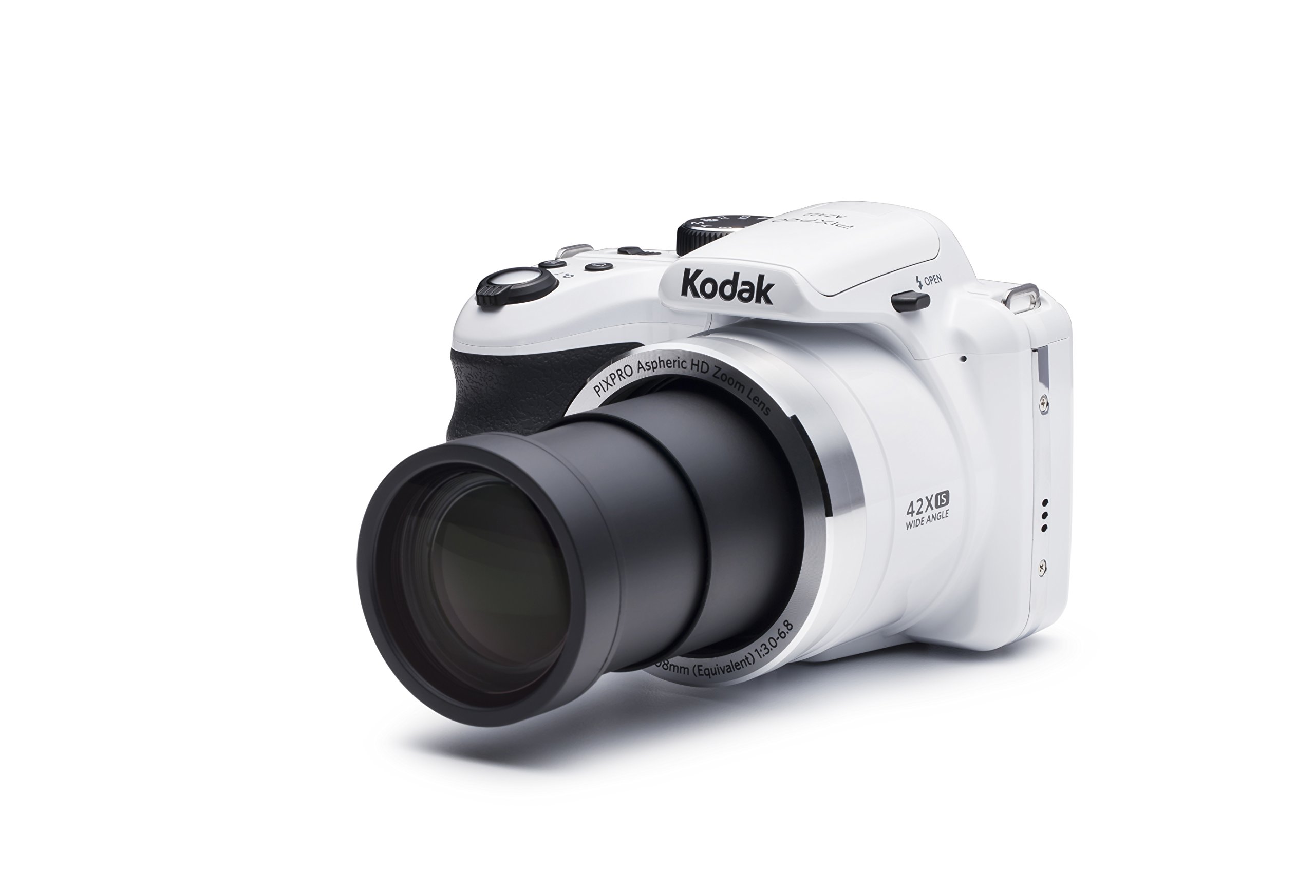 KODAK Pixpro AZ421 - Digitale Bridge-Kamera, 42X optischer Zoom, 24 mm Weitwinkel, 16 MP, 3-Zoll-LCD, HD 720p Video, OIS, Li-Ionen-Akku - Weiß