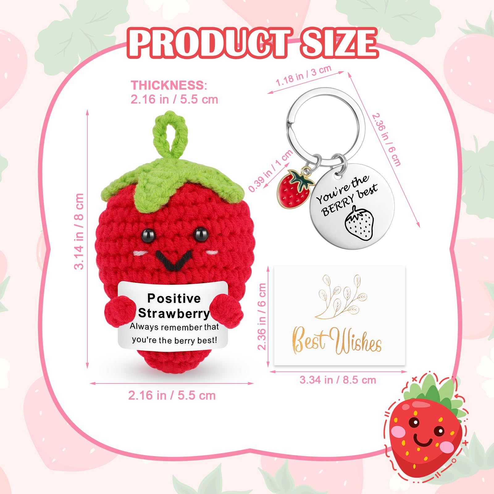 Positive Fragola Positiva Divertente Bambole Supporto Emotivo Portachiavi Regalo Unisex