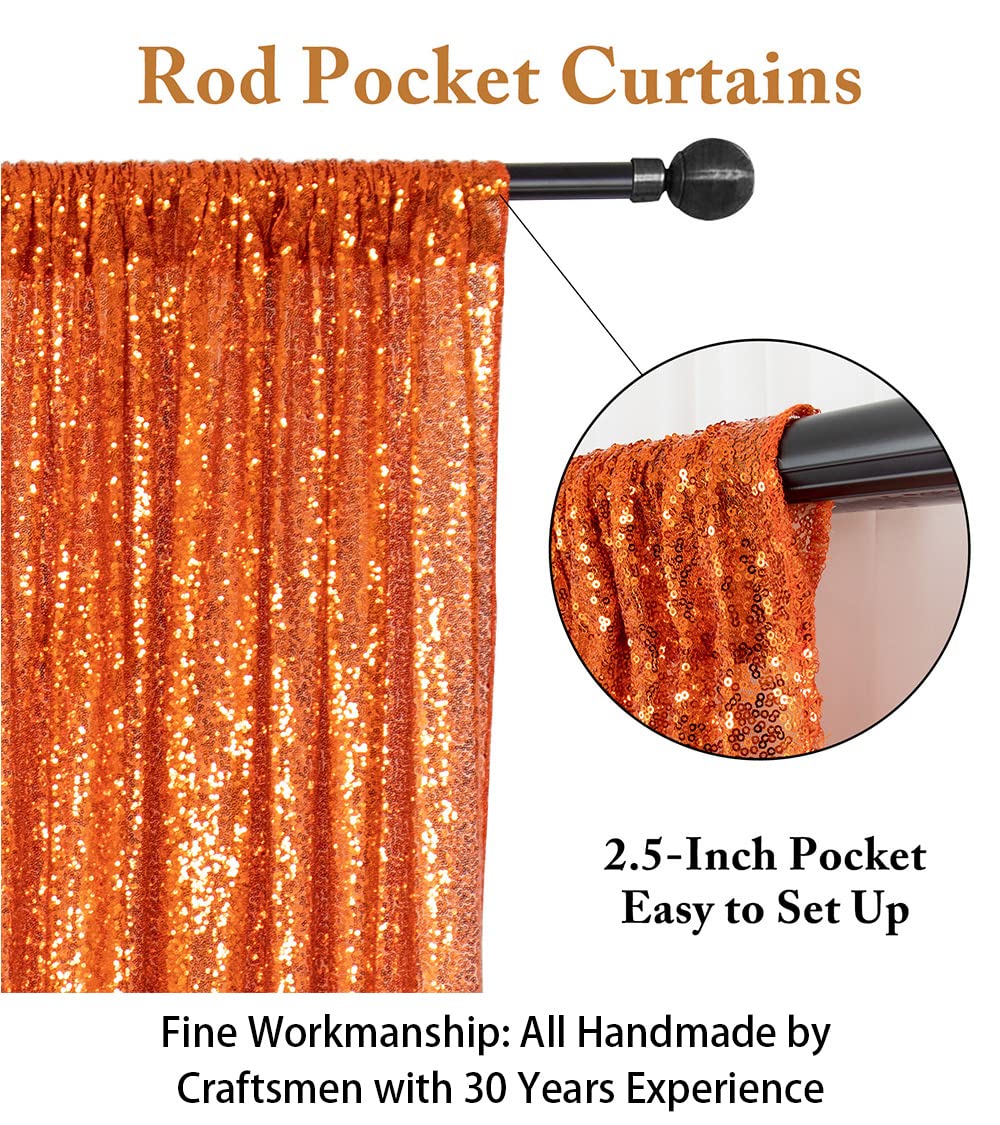 ShinyBeauty 7FTx7FT Orange Shimmer Sequin Fabric Photography Backdrop Happy Birthday Backdrop Prince Glitter Backdrop