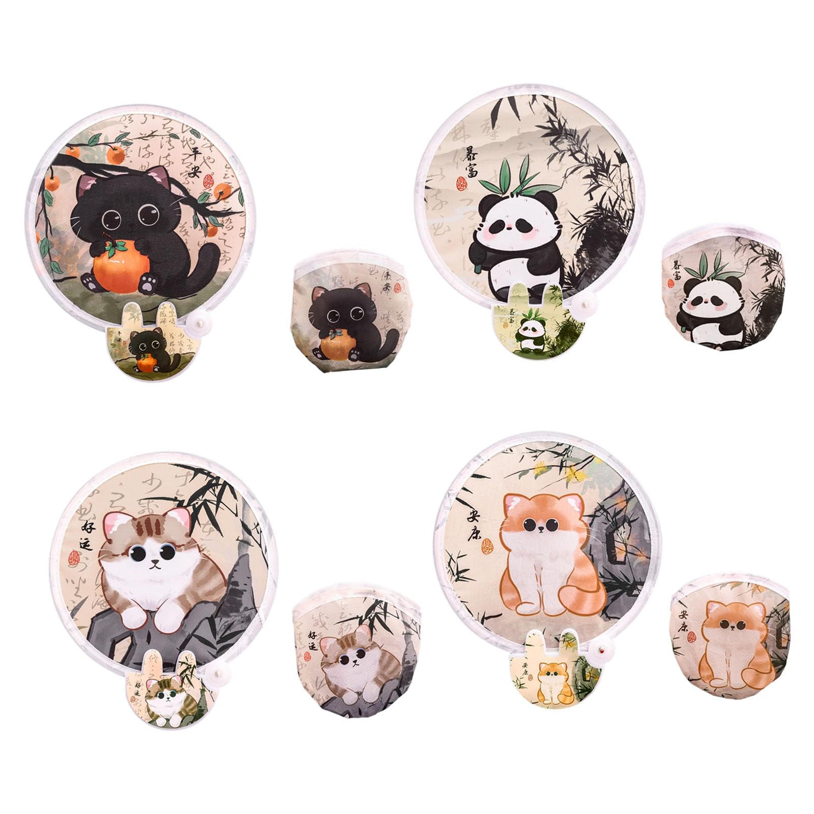 our fave 4Pcs Round Foldable Hand Fan, Handheld Round Folding Cats Handheld Fanned Cooling Fanned for Travel, Event Hand for Women
