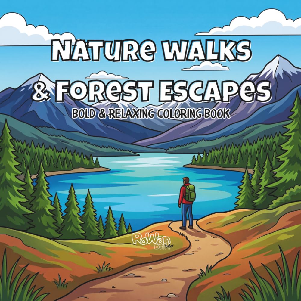 Nature Walks & Forest Escapes: Bold and Easy Coloring Book, Scenes for Relaxation, Creativity & Stress Relief for Teens & Adults (Bold & Relaxing Coloring Books for Adults)