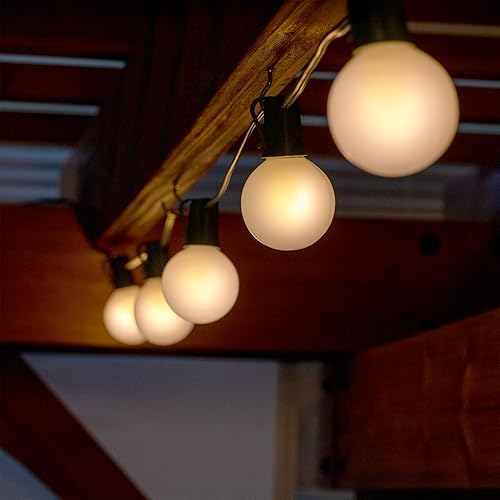 Miniatura 41 de Novelty Lights Paquete de 25 bombillas LED G50 de filamento blanco cálido, base intermedia E17/C9, equivalente a 7 W, bombillas de repuesto Blanco
