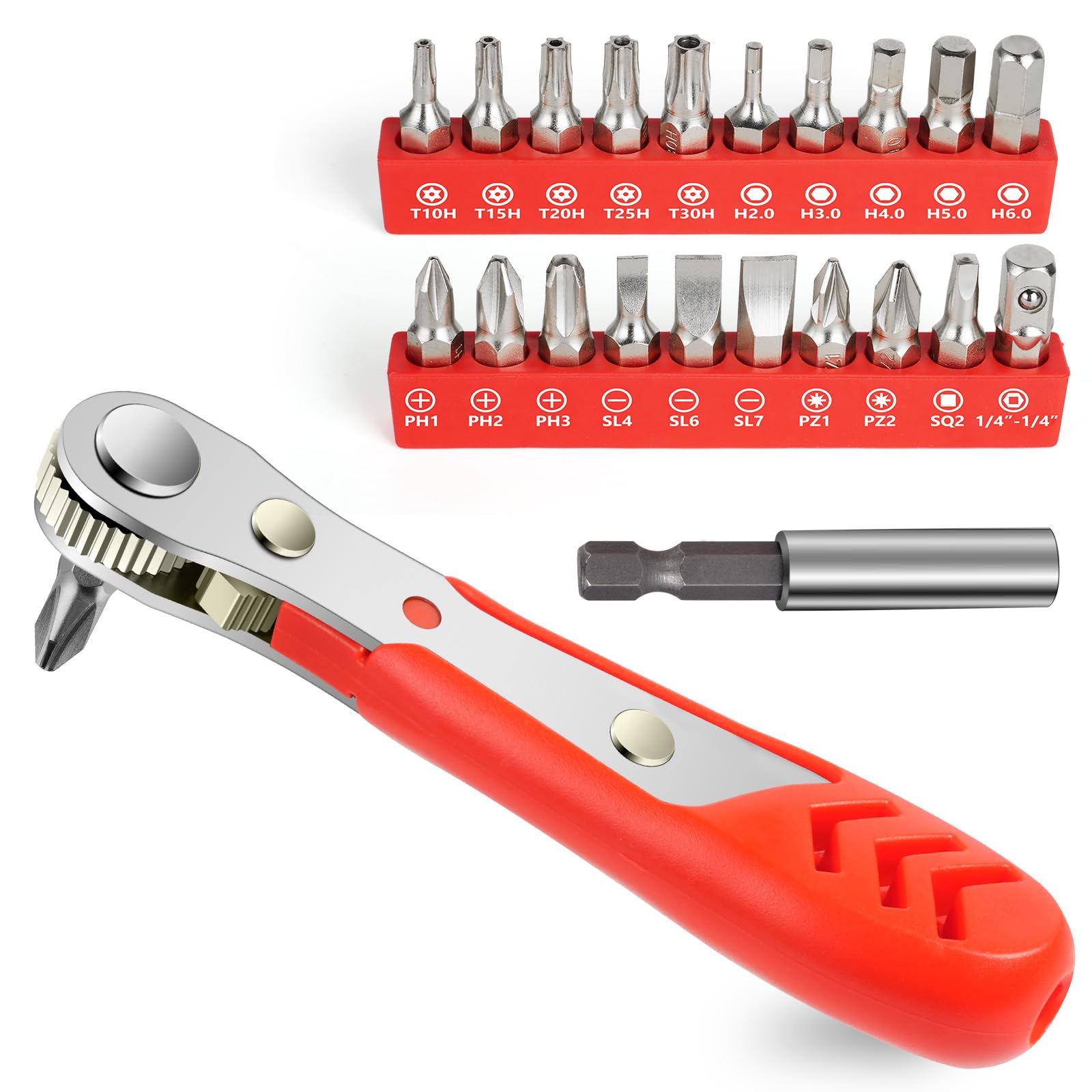 OSDUE Ratschenschlüssel Magnetisch, 110mm 1/4 Zoll Ratschen Wendeschrauber, Mini-ratschen Schraubenschlüssel für Gadgets, Autos, Häuser, Maschinen und andere Geräte