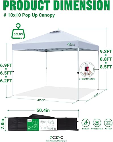 Miniatura 8 de Tienda de campaña desplegable de 10 x 10 pies, glorieta instantánea para exteriores con parte superior ventilada, parasol con revestimiento plateado