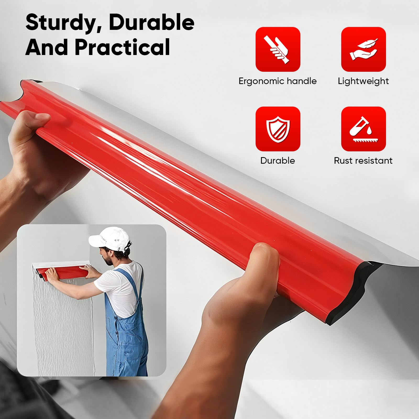 Flächenspachtel Set, Spachtel Werkzeug (25cm+40cm+60cm)1.6 m Teleskopstange mit Adapter, professionelle Trockenbau Skimming Tools zum Glätten von Wand und Decke