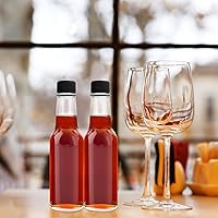 Vista 7 de Paquete de 35 botellas de 5oz para salsa picante, botellas de vidrio transparente Woozy con tapas negras a prueba de fugas, insertos para gotero