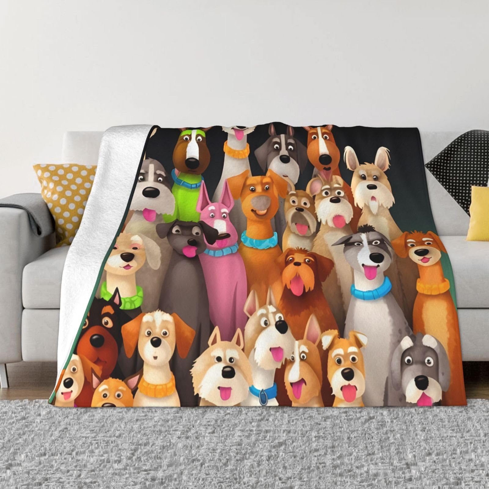 KLOPH Dogs Throw Blanket 40"x30" Flannel Fluffy Warm Blanket for Couch, Reversible Plush Blankets for Bed, Comfy Fuzzy Blanket for Sofa, Plush Lightweight-Blankets for All Season