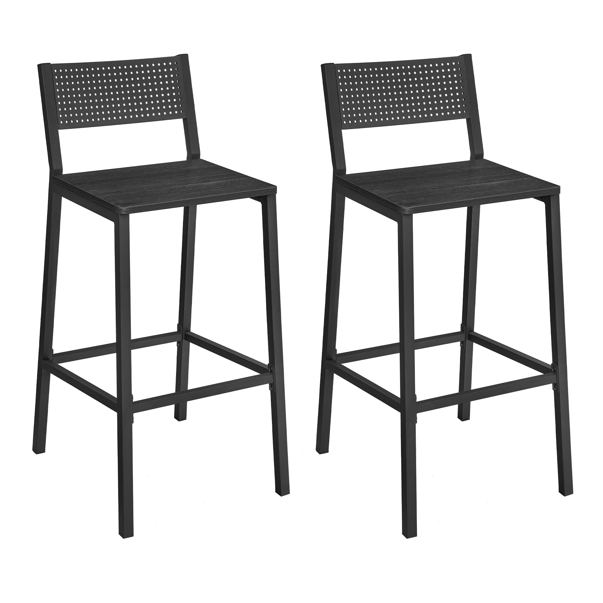 VASAGLE Bar Stool Set of 2, Bar Chairs for Kitchen, Dining Room, Office, Industrial, Charcoal Gray and Black ULBC070B22