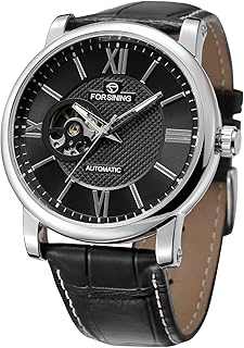 Herren-Armbanduhr, automatisch, Skelett-Uhren, selbstaufziehend, mechanisch, römische Ziffern, PU-Lederband, wasserdicht, leuchtende Armbanduhren