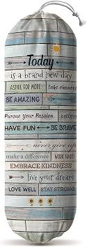 Hglian Inspirational Grocery Bag Storage Dispenser Today Is A New Day Quotes Plastic Bag Holder Organizer Container for Shopping Trash bags -Teal Motivational Kitchen Décor Canvas Art 23x9