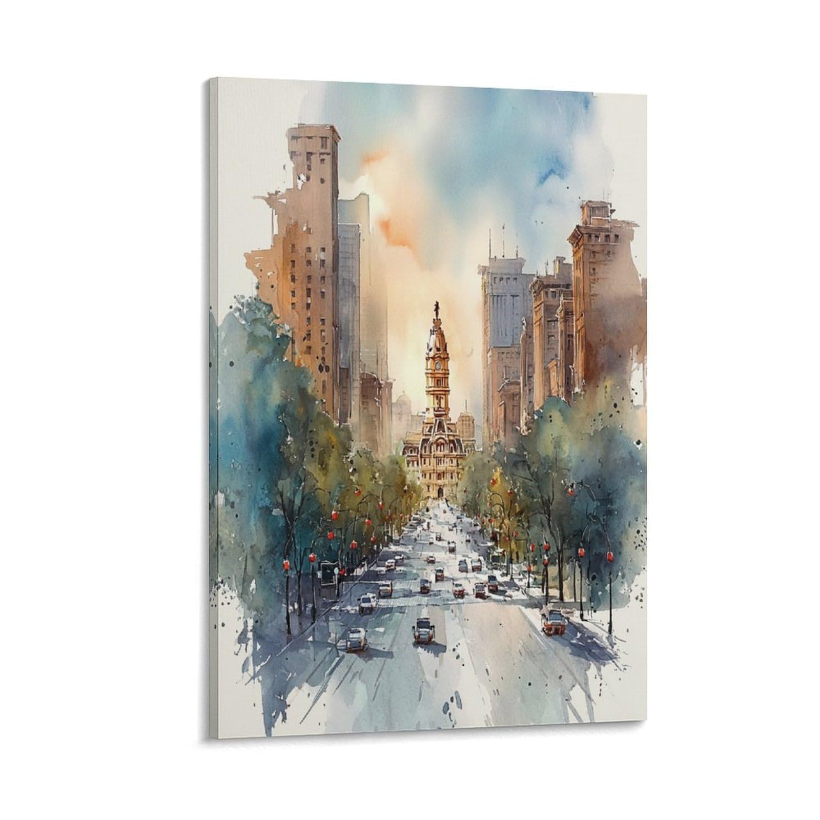 XWYMXZ Denver Watercolor Painting Colorado Rocky Mountains Retro Poster 20x30inch(50x75cm) Vintage Watercolor Canvas Art