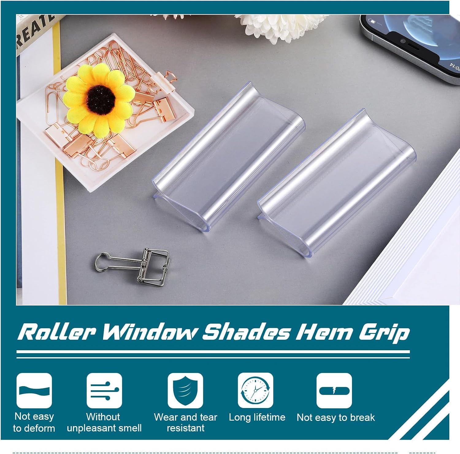Chunful 2 Pieces Plastic Shade Pulls for Roller Shades Handles, Clear
