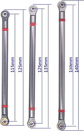 Miniatura 3 de ShareGoo - 8 piezas de aleación de aluminio de 12.323 in distancia entre ejes de varilla, varillas, compatible con Axial SCX10 90022 90027 90028 110