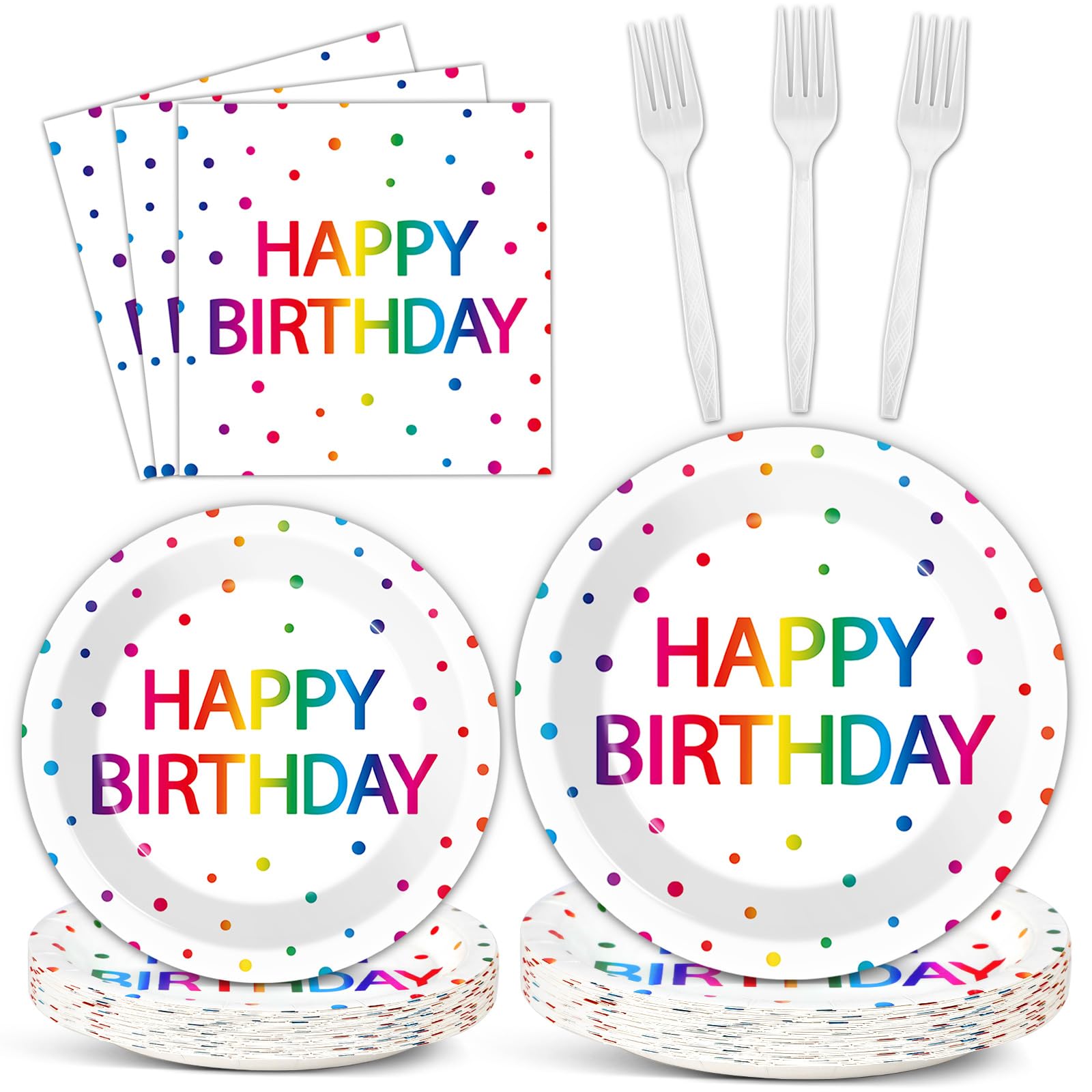 100PCS Iridescent Party Decor - Paper Plates & Napkins for Birthday & Baby Shower, Serves 25