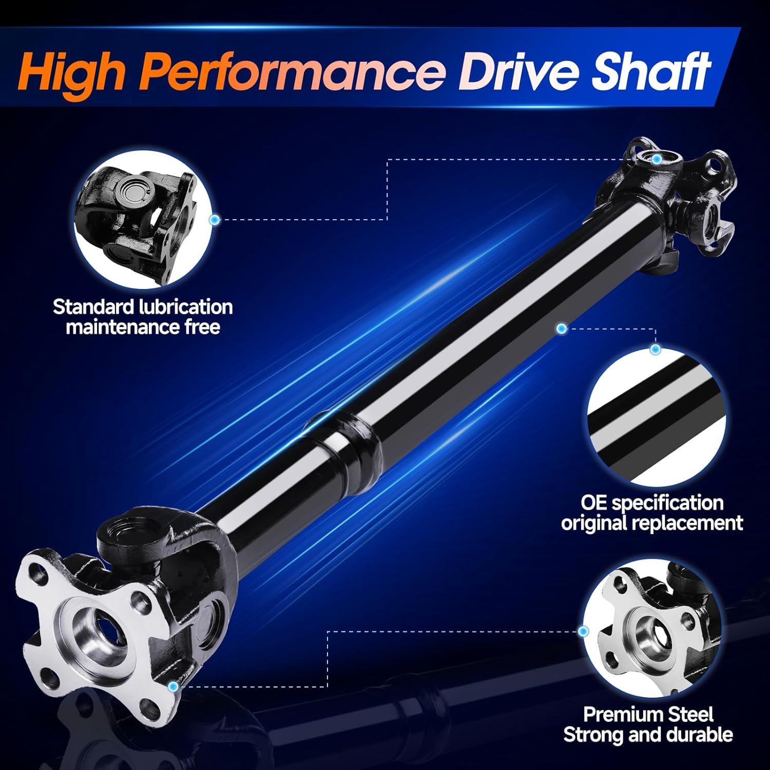 Rear Drive Shaft Prop Shaft Driveshaft Assembly Fit for Ford Bronco II 1984 1985 1986 1987 1988 1989 1990 2.3L 2.8L 4WD ATS, OE 65-9822