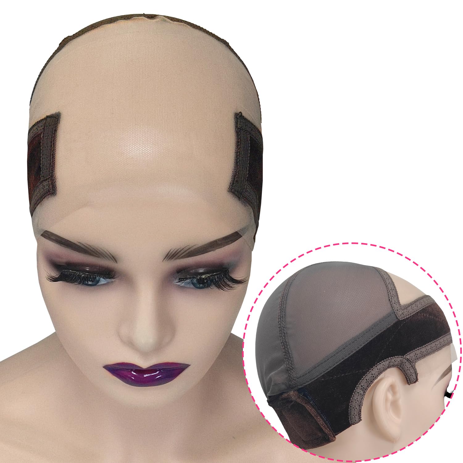 Labhairs Lace-MAX - Gorro de agarre para peluca para mujer, antideslizante, ajustable, mantiene las pelucas sin pegamento en su lugar de forma segura, gorra de encaje HD reutilizable con diadema para