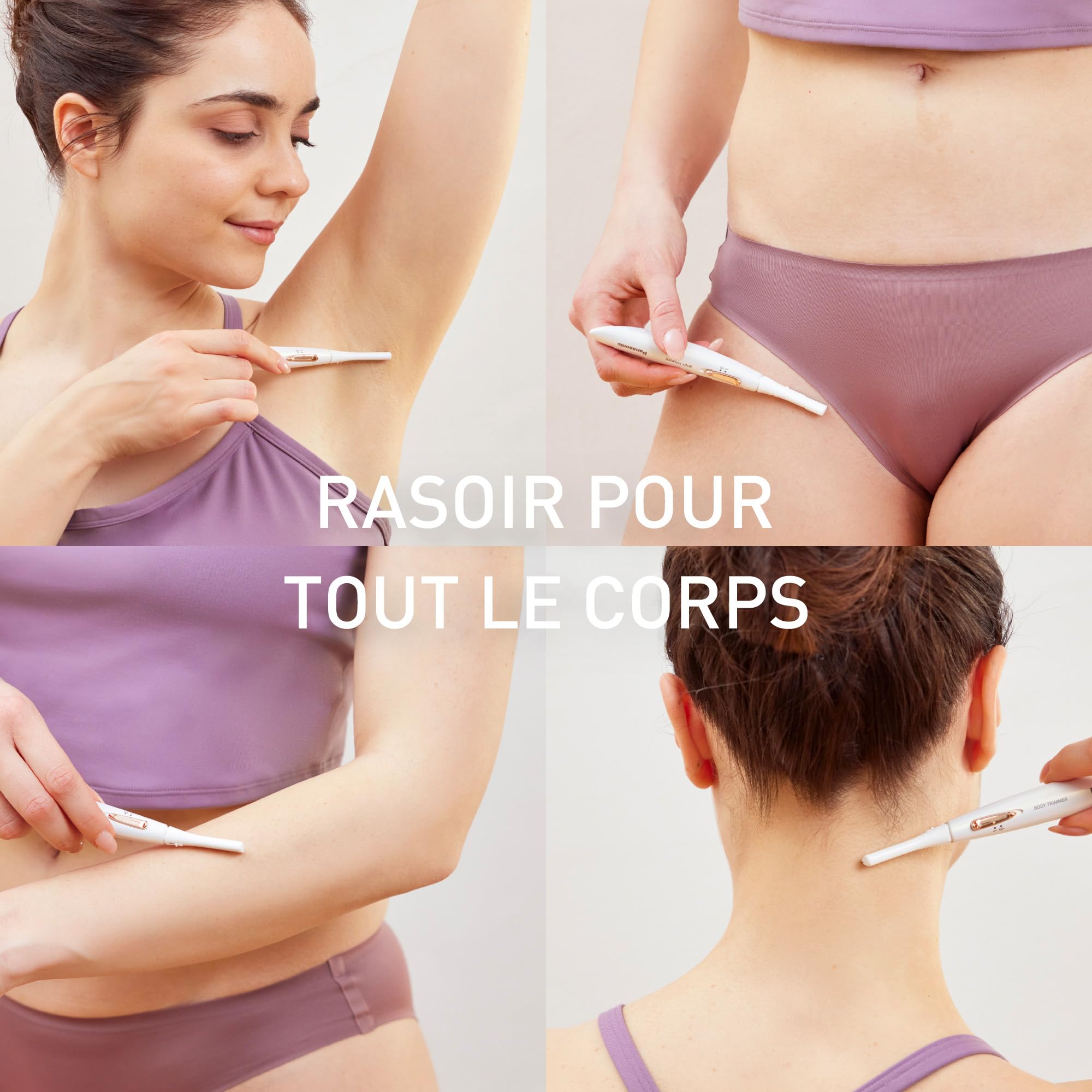 Panasonic ES-WR51 Tondeuse Compacte pour le Corps, Épilateur pour femmes, rasoir pour Femmes, Sec, Alimentée par piles (1 x AAA requise), Capuchon de Protection, Brosse de Nettoyage, Blanc