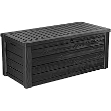 Keter Westwood 150 Gallon Resin Large Outdoor Storage Box for Patio Furniture, Outdoor Cushions, Garden Tools and Pool Floats, Dark Grey