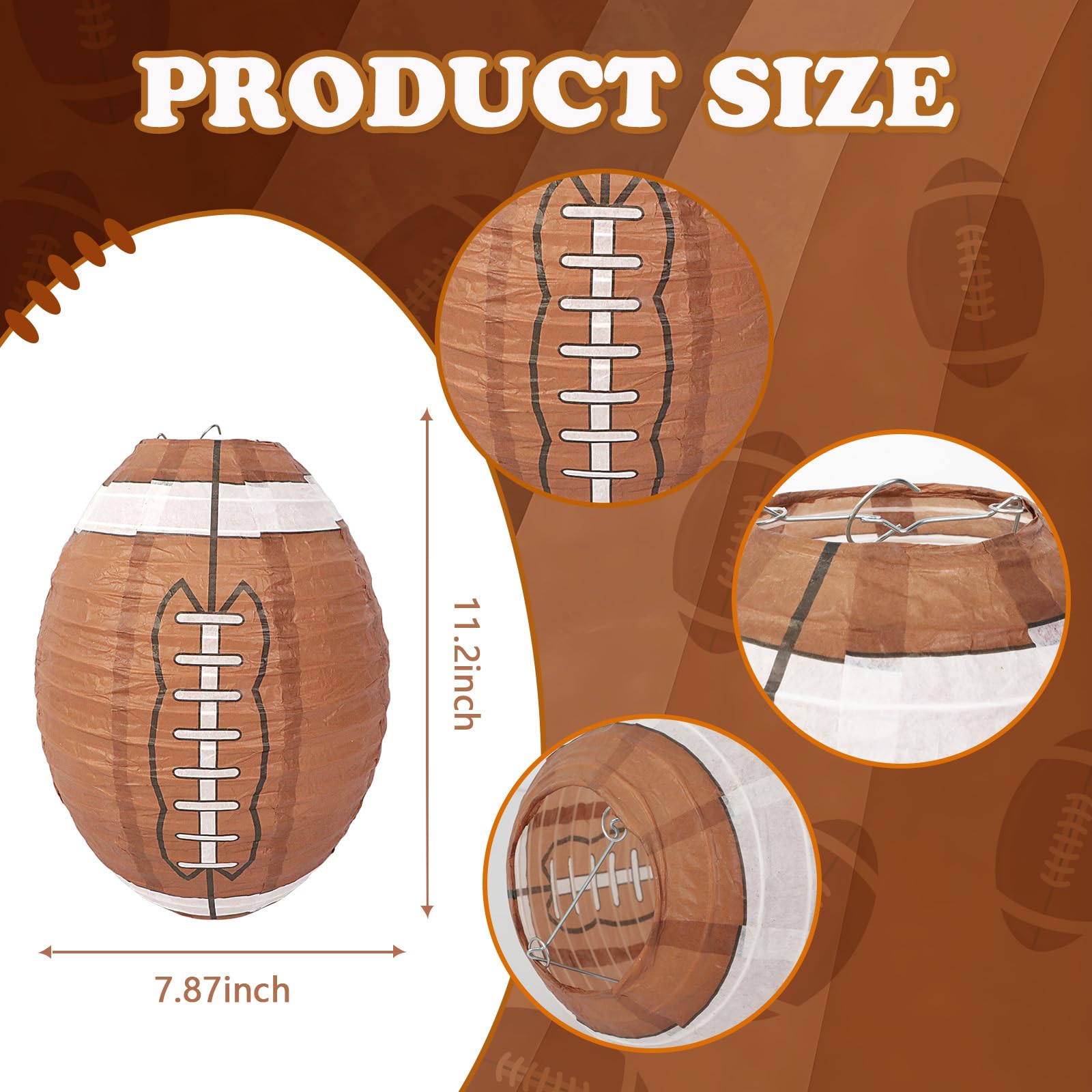 DECYOOL 4PCS Football Paper Lanterns Hanging Football Decoration Ball Lantern Table Centerpieces for Sports Creative Football Party Birthday Classroom Supply Decorations