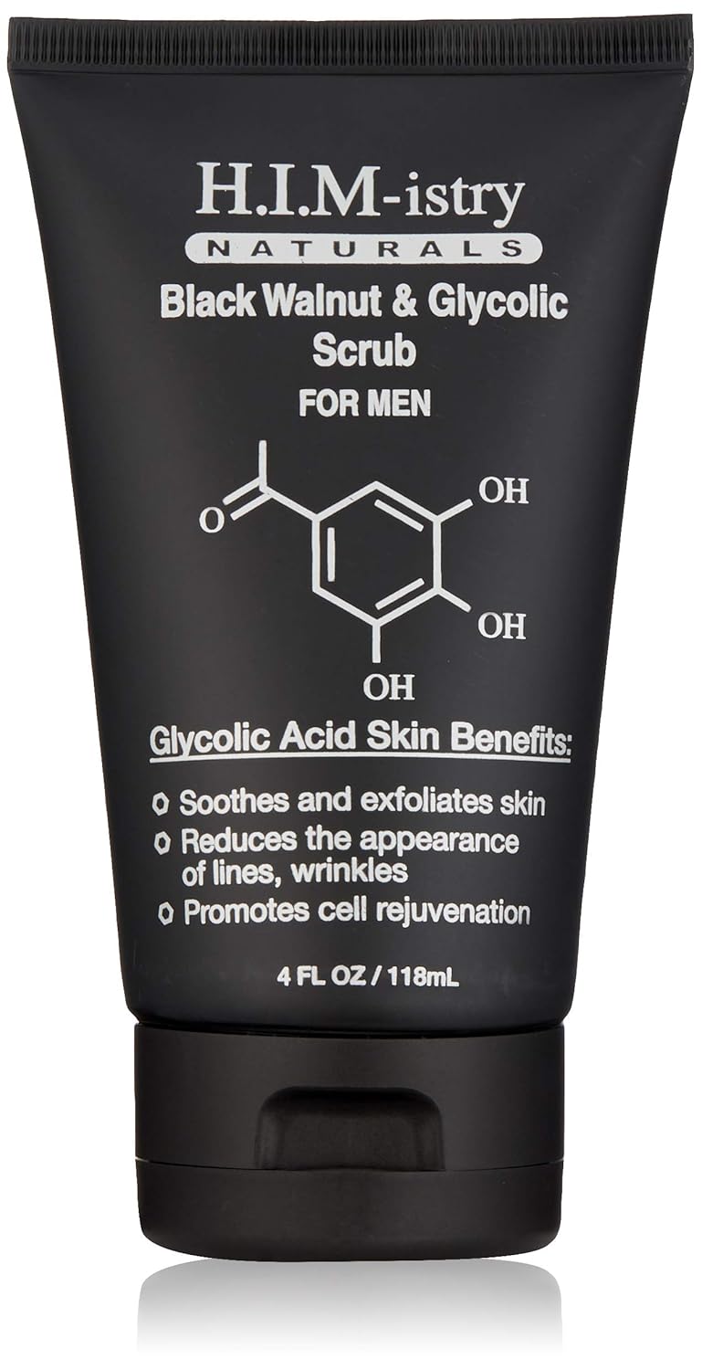 H.I.M-istry Black Tea & Sage Walnut Face Scrub | w/Tea Tree Oil, Witch Hazel, Glycolic Acid, Malic Acid & Sunflower Oil | Hydrating & Exfoliating Face Wash for Healthy Young Looking Skin - 3oz