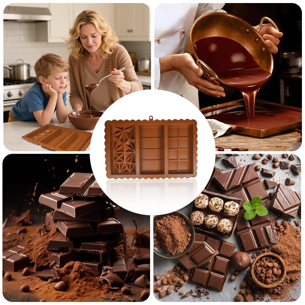 Moule à Chocolat En Silicone Avec Grattoir - Forme Tablette Dubai, Antiadhésif, Réutilisable - Pour Chocolats, Bonbons, Glaçons - Résiste Au Four Et Congélateur