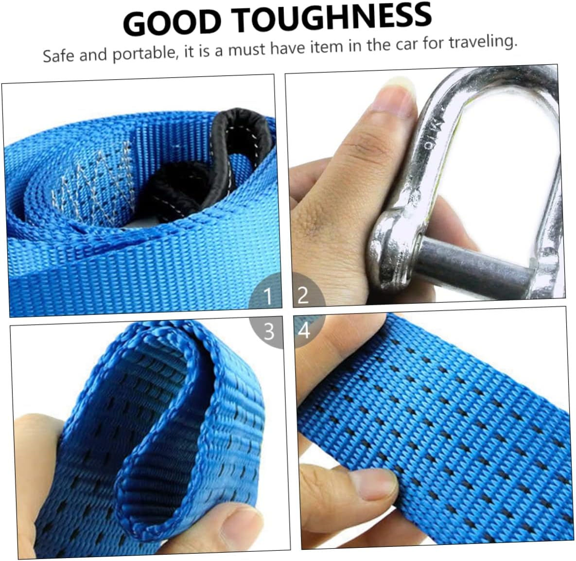 1pc Elastic Emergency Rope Sturdy Winch Rope Hook Car Trailer Strong Pulling Tie for Car