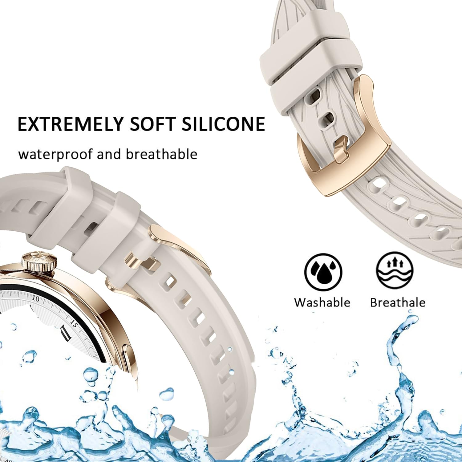 Miękki silikonowy pasek kompatybilny z Huawei Watch GT5 41mm/Huawei Watch GT4 41mm, 18mm pasek sportowy do Garmin Venu 2S/Venu 3S/Vivomove 3S/Vivoactive 4S