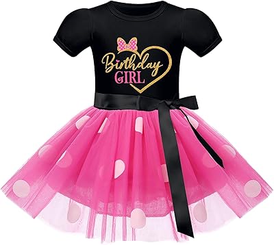 IMEKIS Mouse 6th Birthday Outfit Baby Girls Dress Polka Dots Mini Tutu Headband Six Years Old Cake Smash Photo Shoot Kids Sixth Mouse Themed Birthday Party Supply Decorations Hot Pink Love Heart 6X