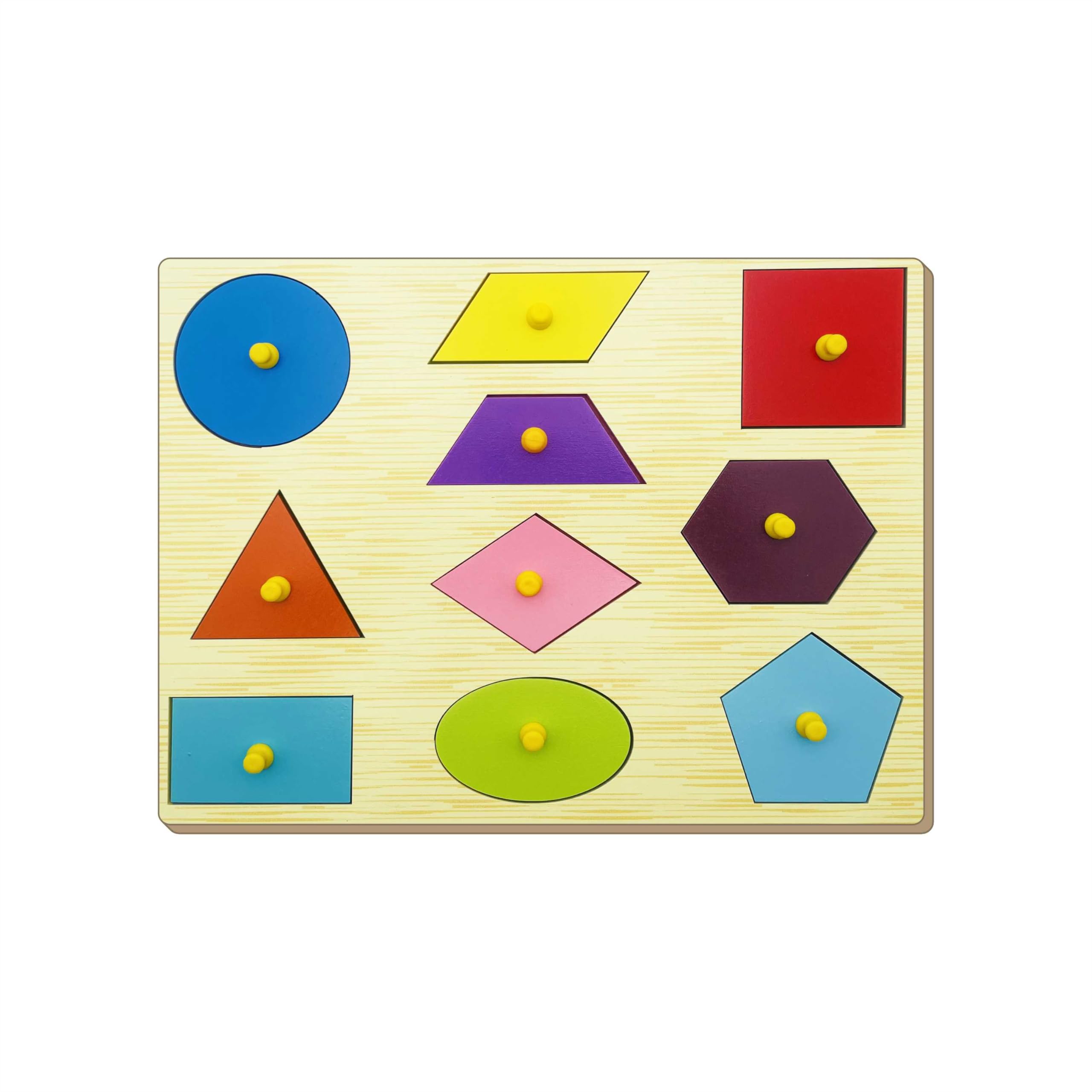 Little Genius Wooden Shape Sorter Puzzle with Knobs | Educational Shape Matching Toy for Toddlers and Preschoolers| Multicolor